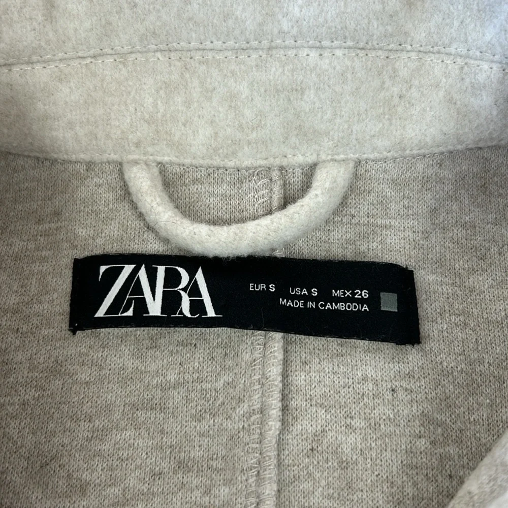 Zara Soft-Touch Overshirt Oversized Shacket Woman’s Size Small Light Gray - Picture 16 of 17